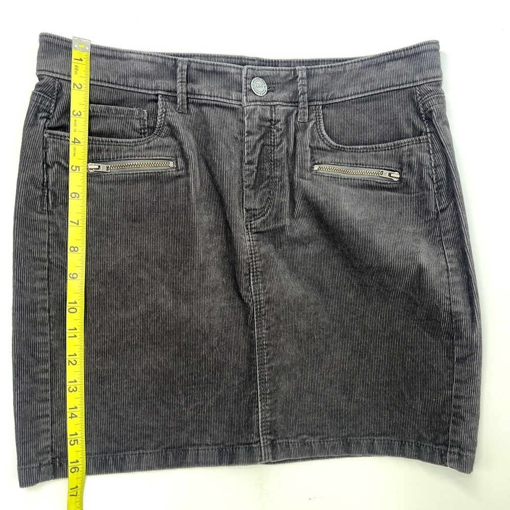 NWT Made And Loved Ann Taylor Loft Gray Corduroy Cotton Mini Skirt Size 27 or 4 - Picture 12 of 12